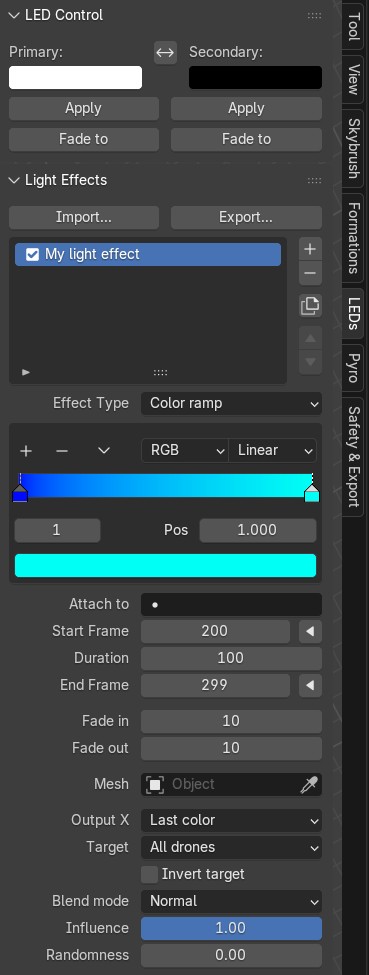 LEDs tab
